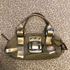 Army green and gold Guess shoulder bag